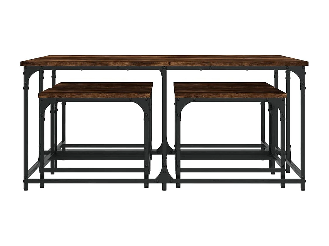 Gold Nesting salontafels 5 stuks gerookt eiken parket