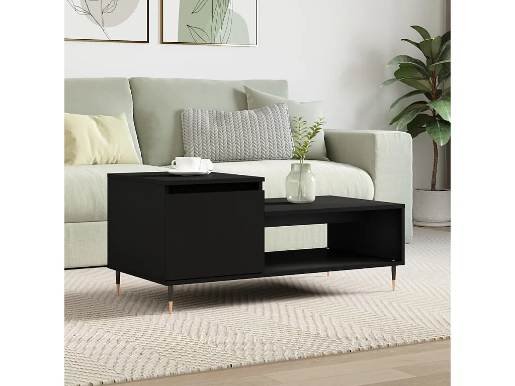 Tavolino Gold Nero 100x50x45 cm MDF