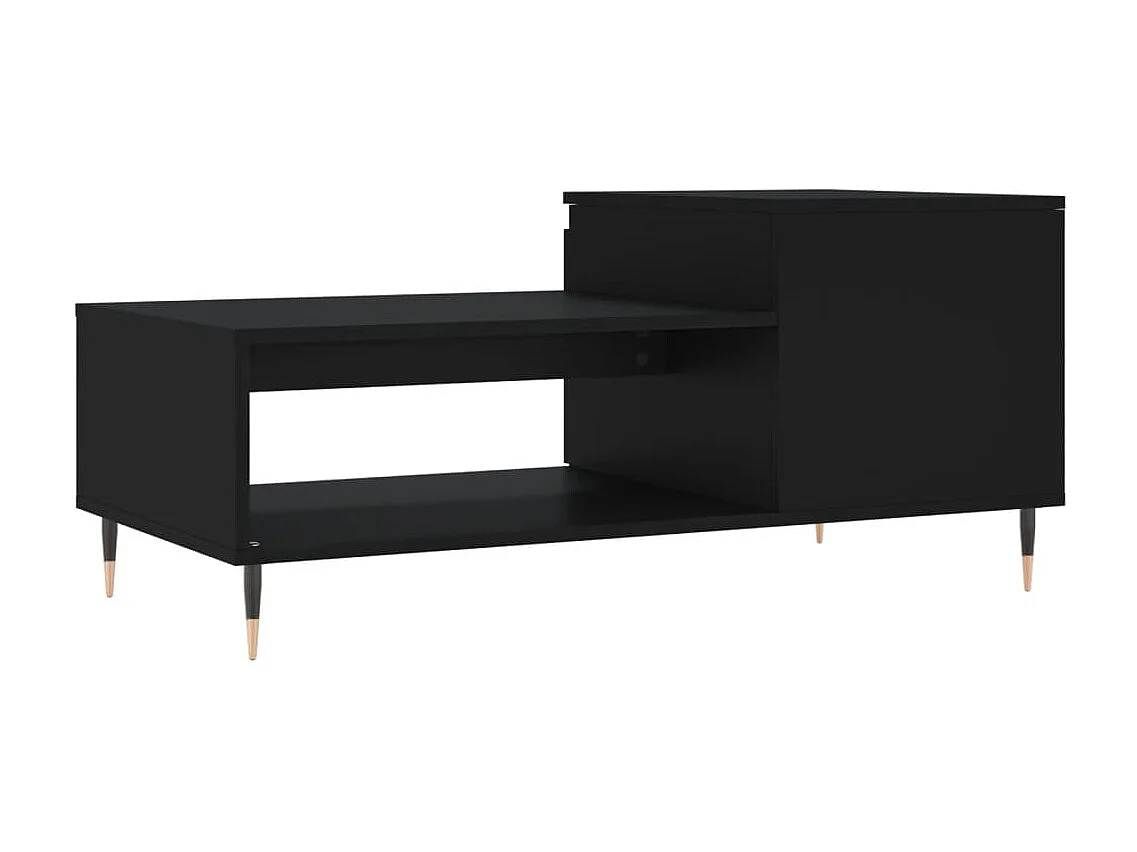 Mesa de centro dourada preta 100x50x45 cm Madeira trabalhada