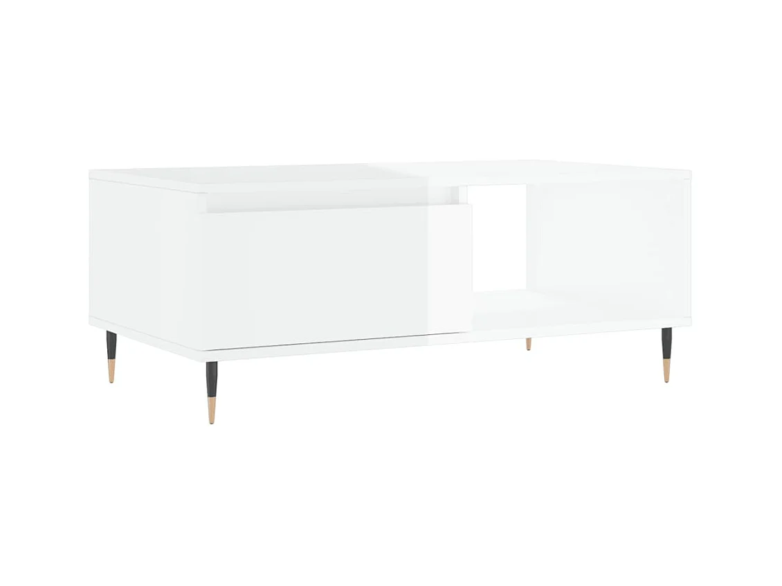 Table basse Blanc brillant 90x50x36,5 cm Bois d'ingénierie