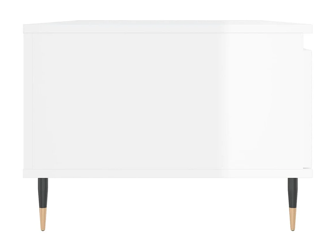 Gold Salontafel Glanzend wit 90x50x36,5 cm Bewerkt hout