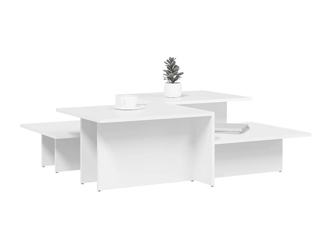 Tables basses 2 pcs blanc bois d'ingénierie