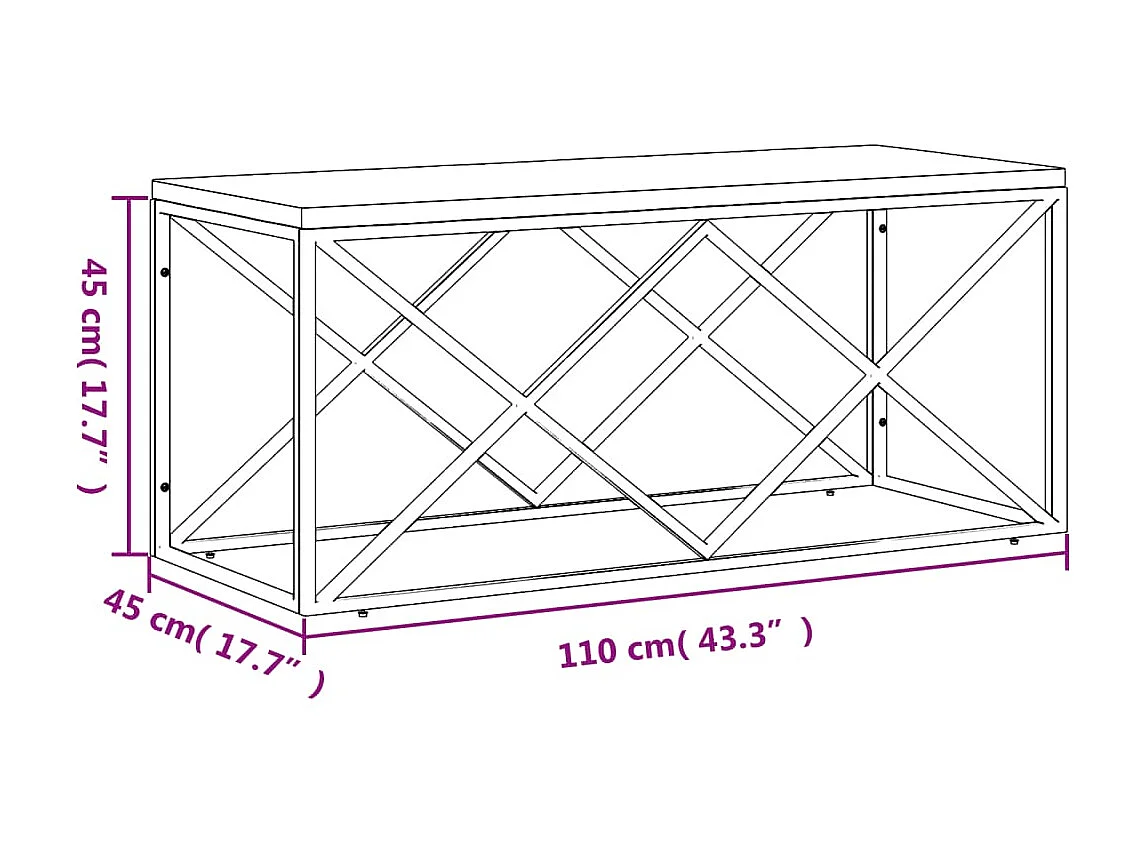 Table basse acier inoxydable et bois massif de récupération