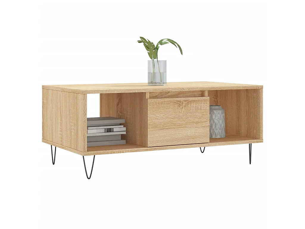 Mesa de centro dourada carvalho Sonoma 90x50x36,5 cm Madeira trabalhada