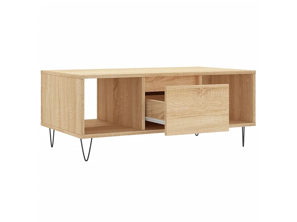 Mesa de centro dourada carvalho Sonoma 90x50x36,5 cm Madeira trabalhada