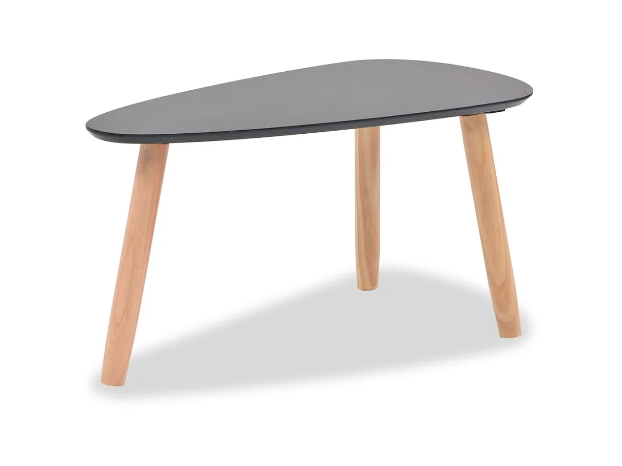 Goldfarbenes 2-teiliges Couchtisch-Set aus massivem Kiefernholz in Schwarz