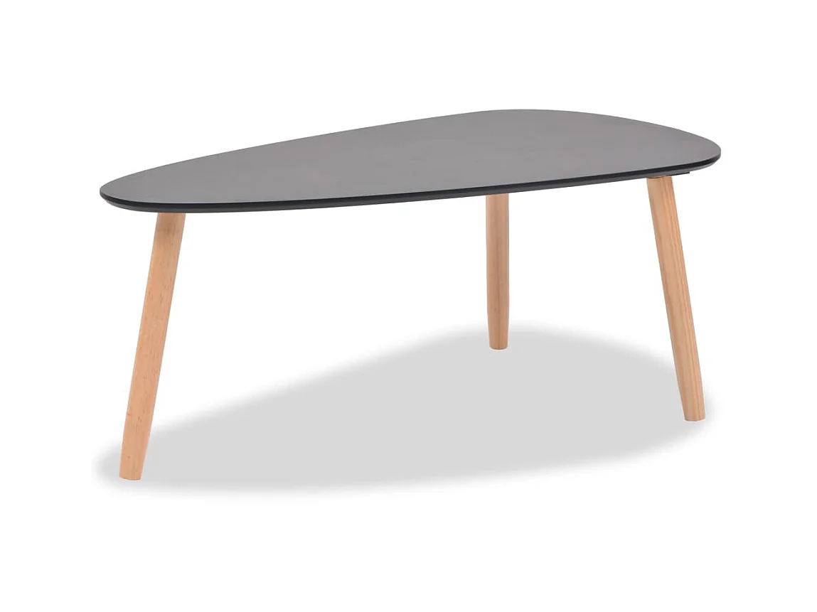 Goldfarbenes 2-teiliges Couchtisch-Set aus massivem Kiefernholz in Schwarz