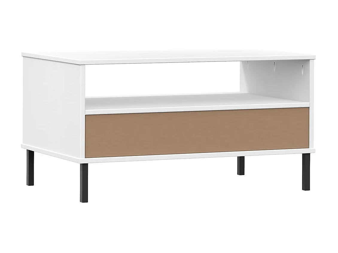 Mesa de centro dourada com pés de metal Branco 85x50x45 cm Madeira OSLO