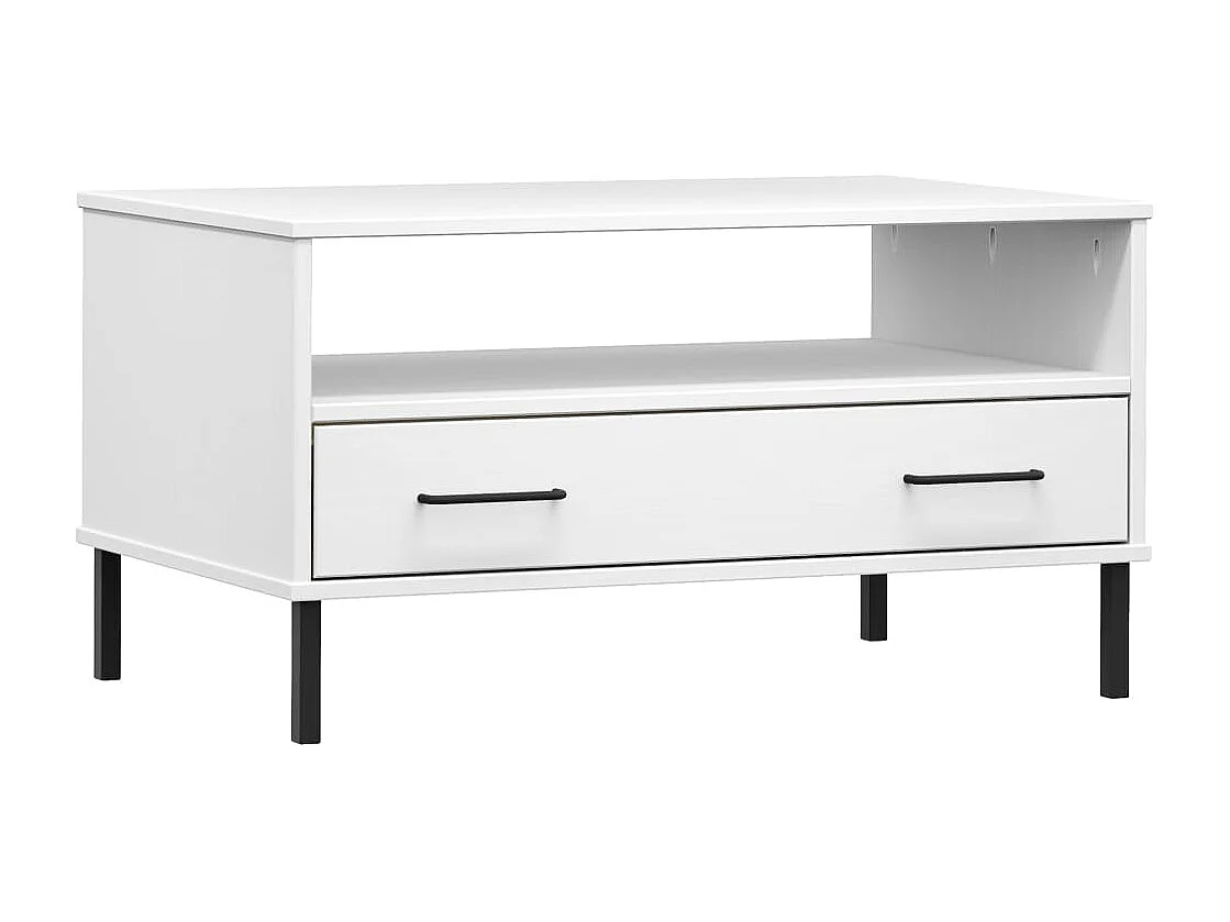 Mesa de centro dourada com pés de metal Branco 85x50x45 cm Madeira OSLO