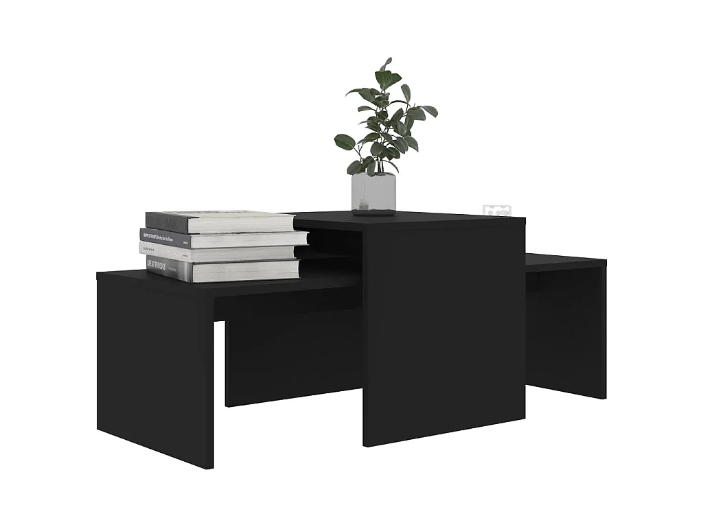 Ensemble de tables basses Noir 100x48x40 cm Aggloméré