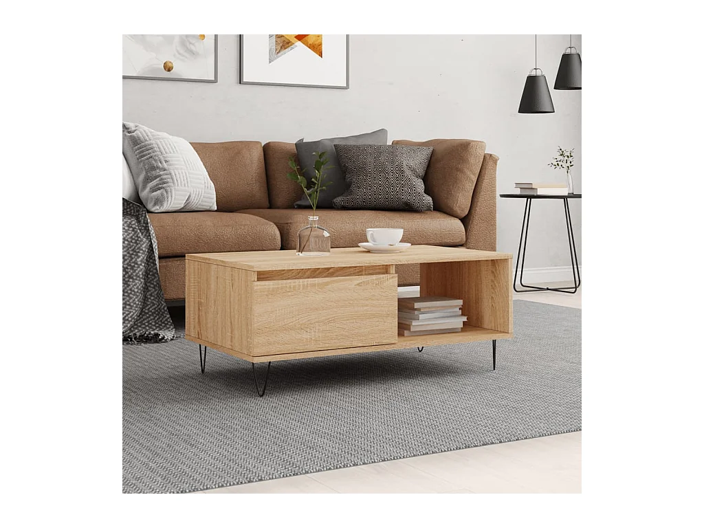 Gold Salontafel Sonoma eiken 90x50x36,5 cm Bewerkt hout