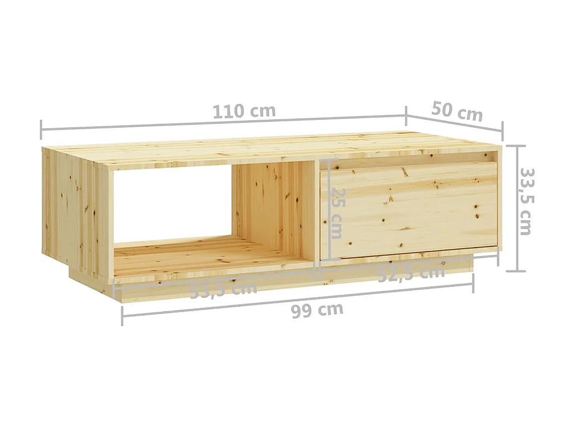 Tavolino Gold 110x50x33,5 cm Legno massello di abete
