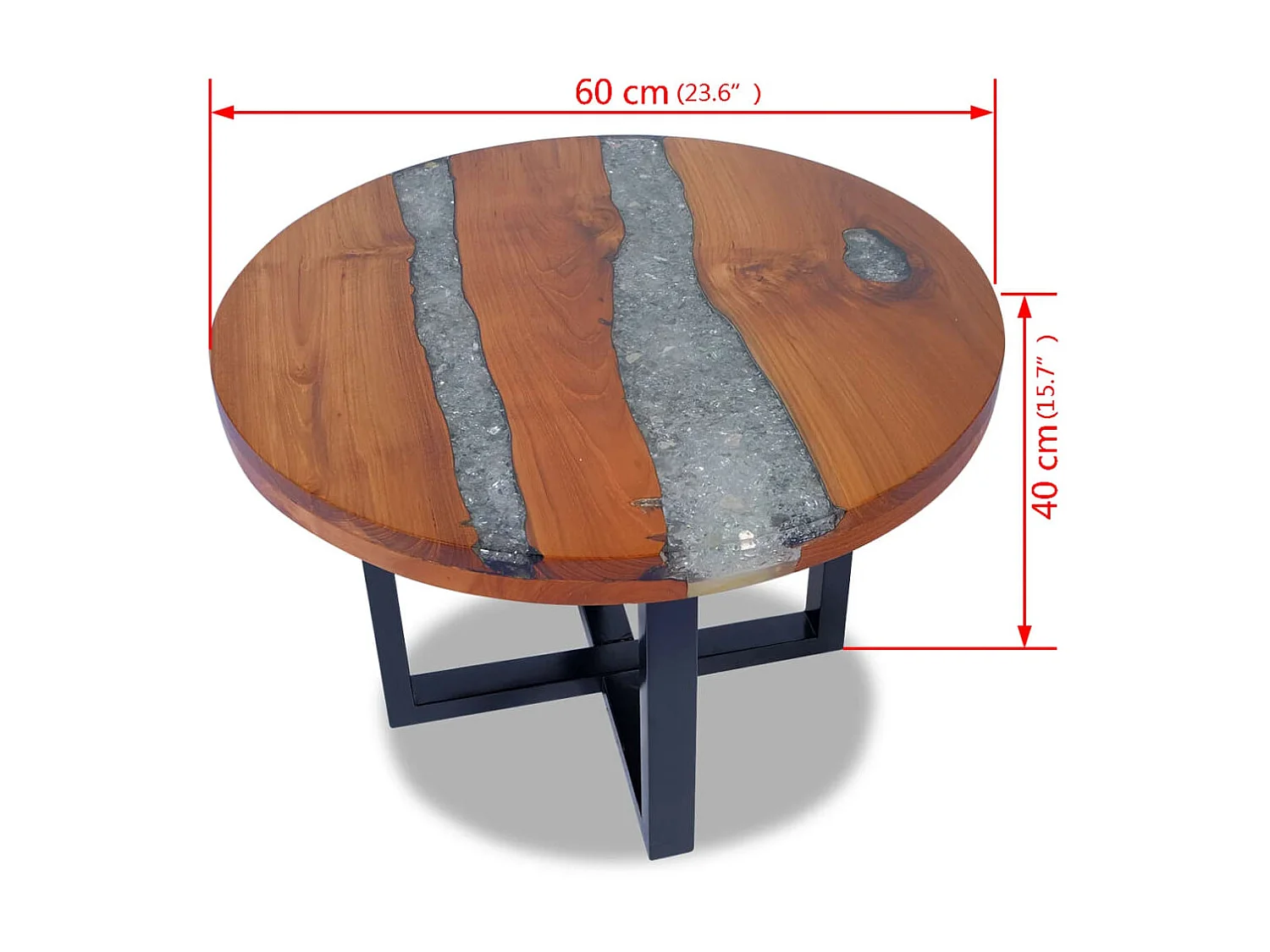 Tavolino in resina teak oro 60 cm