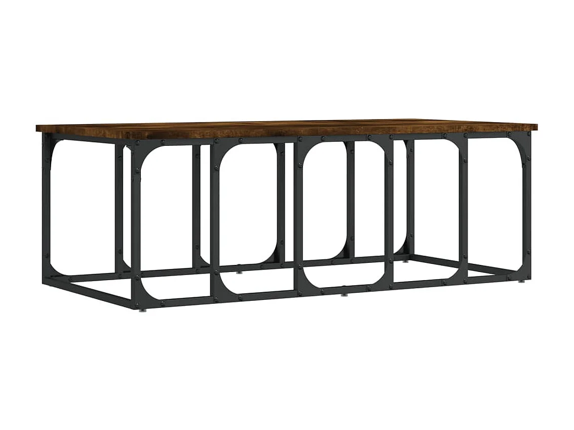 Mesa de centro em carvalho fumê dourado 100x50x35,5 cm madeira projetada