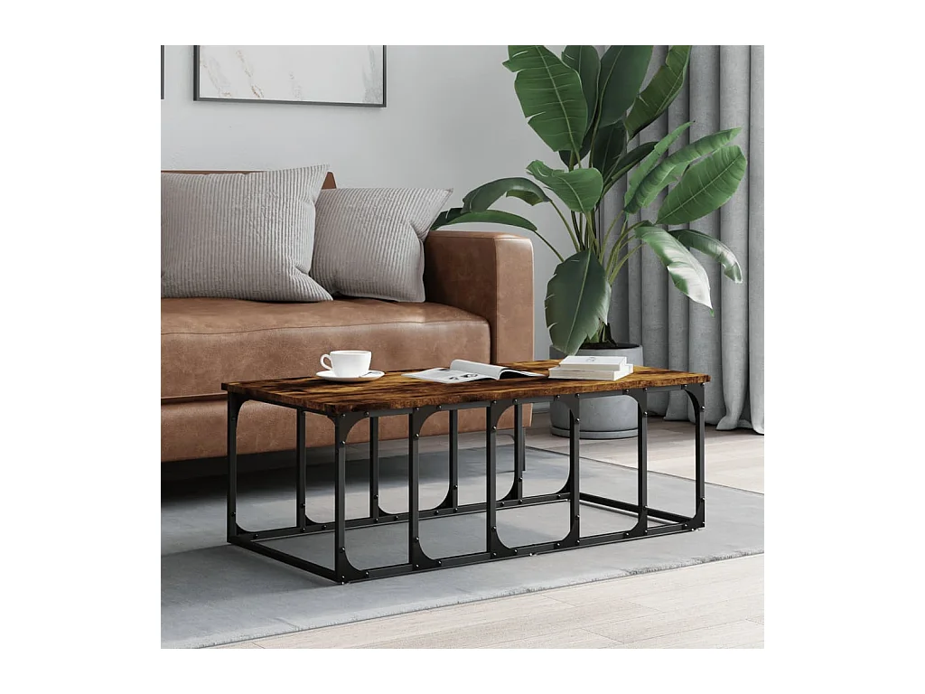 Goldfarbener Couchtisch aus geräucherter Eiche, 100 x 50 x 35,5 cm, Holzwerkstoff