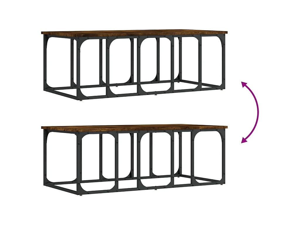 Mesa de centro em carvalho fumê dourado 100x50x35,5 cm madeira projetada