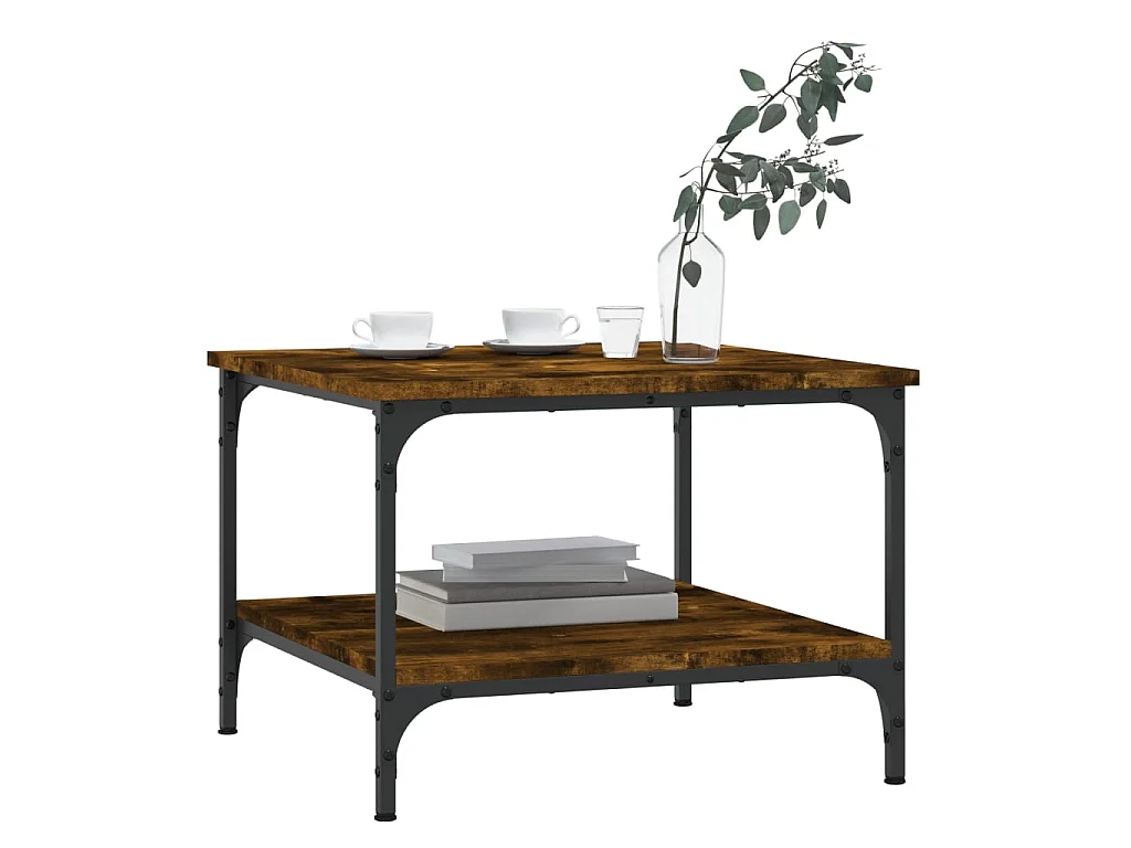 Table basse chêne fumé 55x55x40 cm bois d'ingénierie