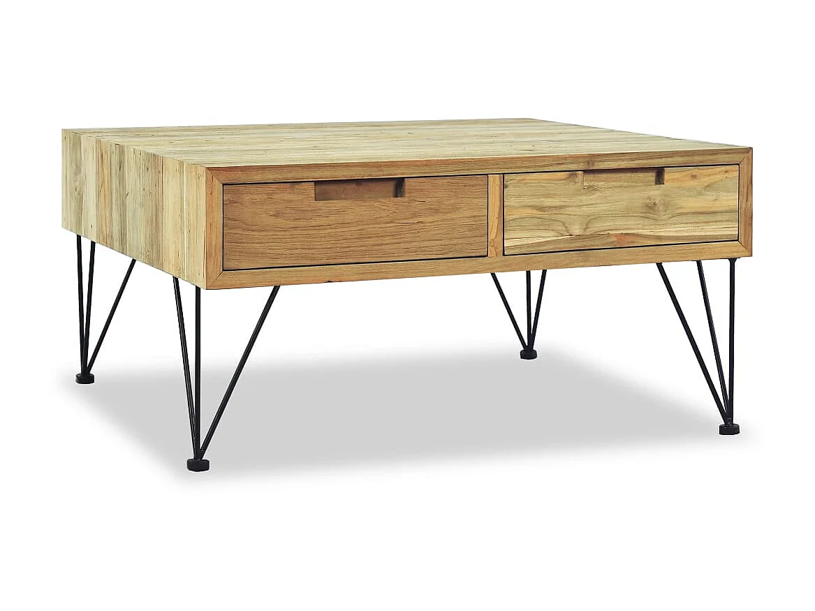 Goud Salontafel 80 x 80 x 40 cm Massief teakhout