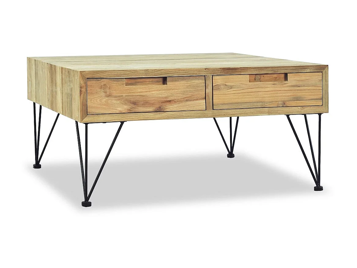 Goud Salontafel 80 x 80 x 40 cm Massief teakhout