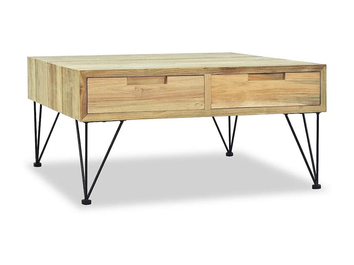 Goud Salontafel 80 x 80 x 40 cm Massief teakhout