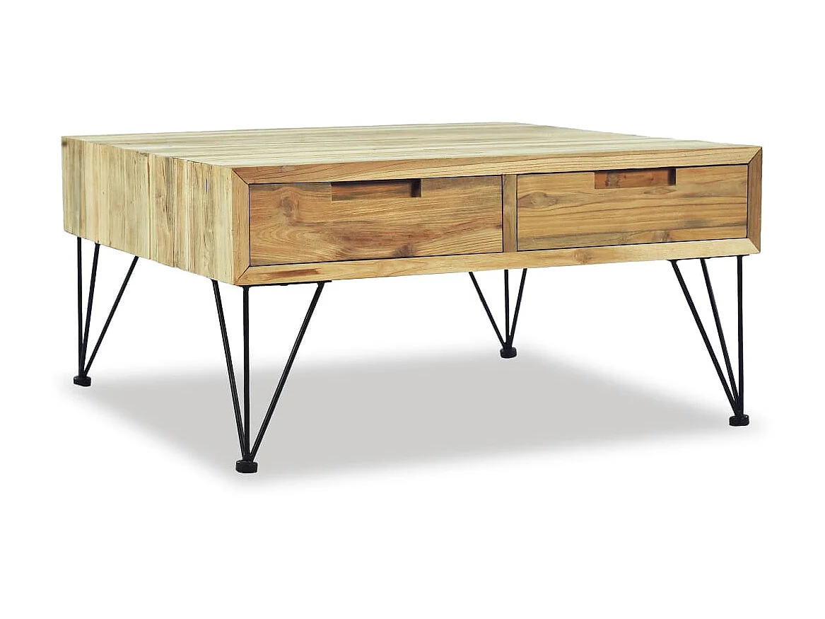 Goud Salontafel 80 x 80 x 40 cm Massief teakhout