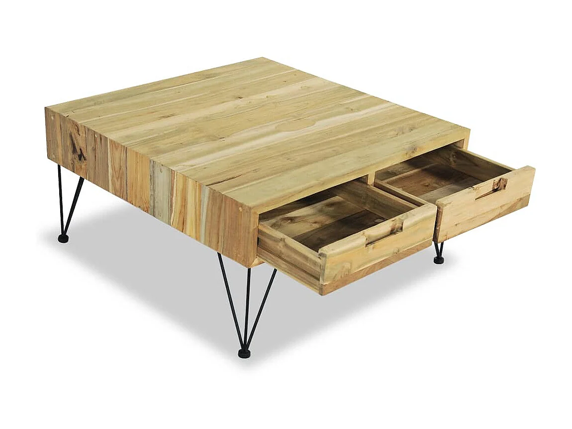 Goud Salontafel 80 x 80 x 40 cm Massief teakhout