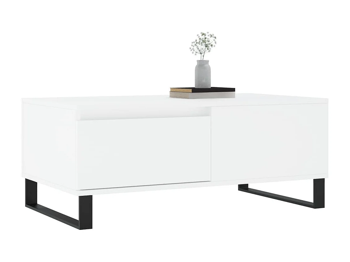 Table basse Blanc 90x50x36,5 cm Bois d'ingénierie