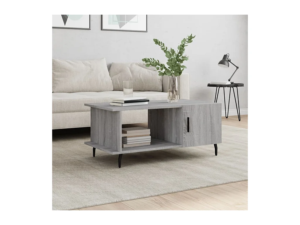 Table basse sonoma gris 90x50x40 cm bois d'ingénierie