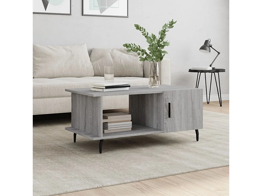 Table basse sonoma gris 90x50x40 cm bois d'ingénierie