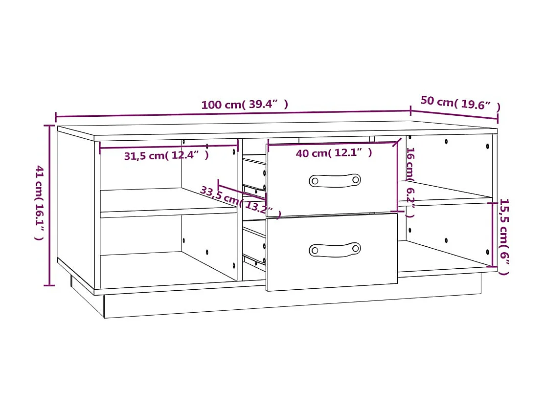 Tavolino Gold Grigio 100x50x41 cm Legno di pino massiccio