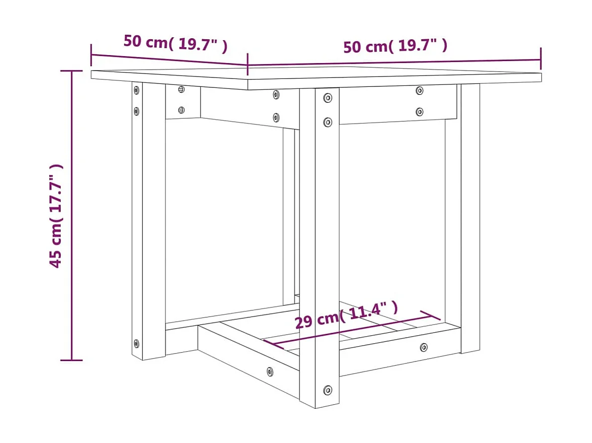 Gold Salontafel Zwart 50x50x45 cm Massief grenenhout