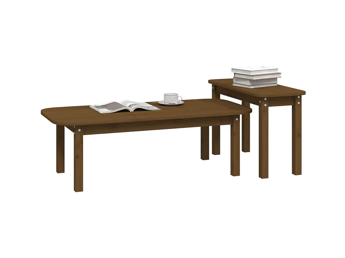 Ensemble de tables basses 2 pcs Marron miel Bois massif de pin