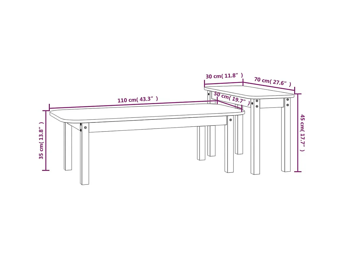 Ensemble de tables basses 2 pcs Marron miel Bois massif de pin