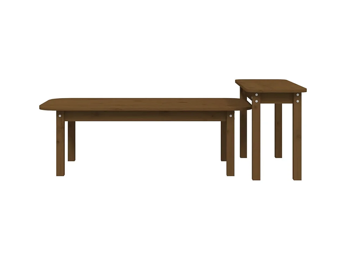 Ensemble de tables basses 2 pcs Marron miel Bois massif de pin