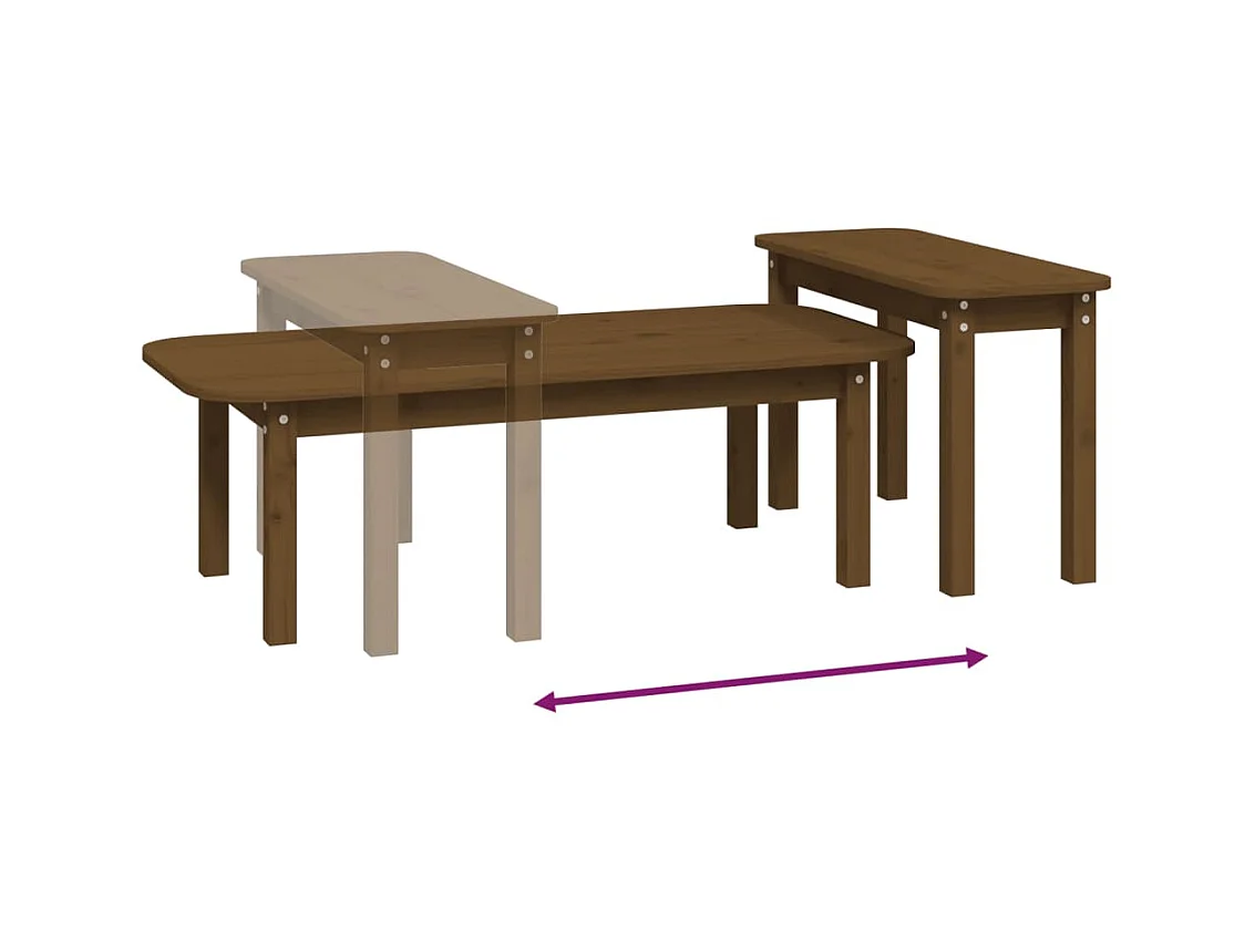 Ensemble de tables basses 2 pcs Marron miel Bois massif de pin