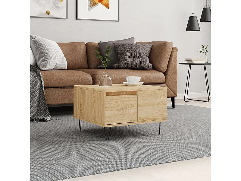 Tavolino in rovere Sonoma color oro 55x55x36,5 cm in multistrato