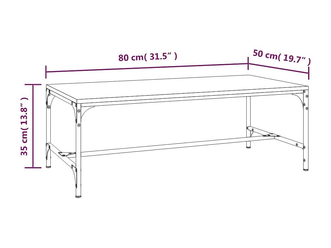 Gold Salontafel Zwart 80x50x35 cm Bewerkt hout