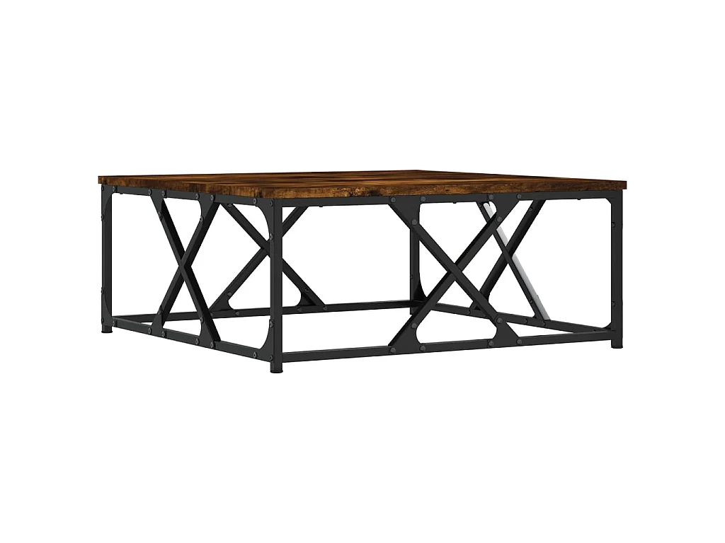 Mesa de centro roble ahumado dorado 70x70x30 cm madera contrachapada