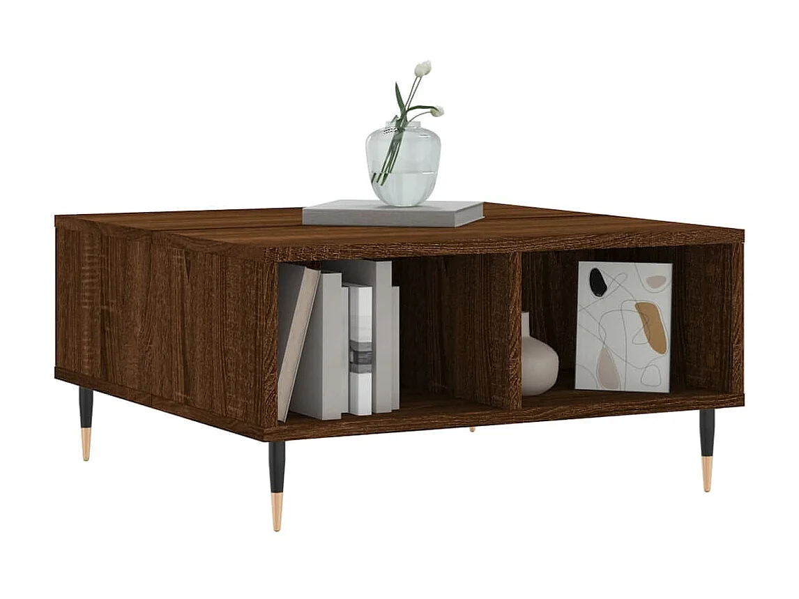 Table basse chêne marron 60x60x30 cm bois d'ingénierie
