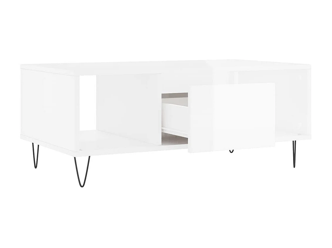 Table basse Blanc brillant 90x50x36,5 cm Bois d'ingénierie