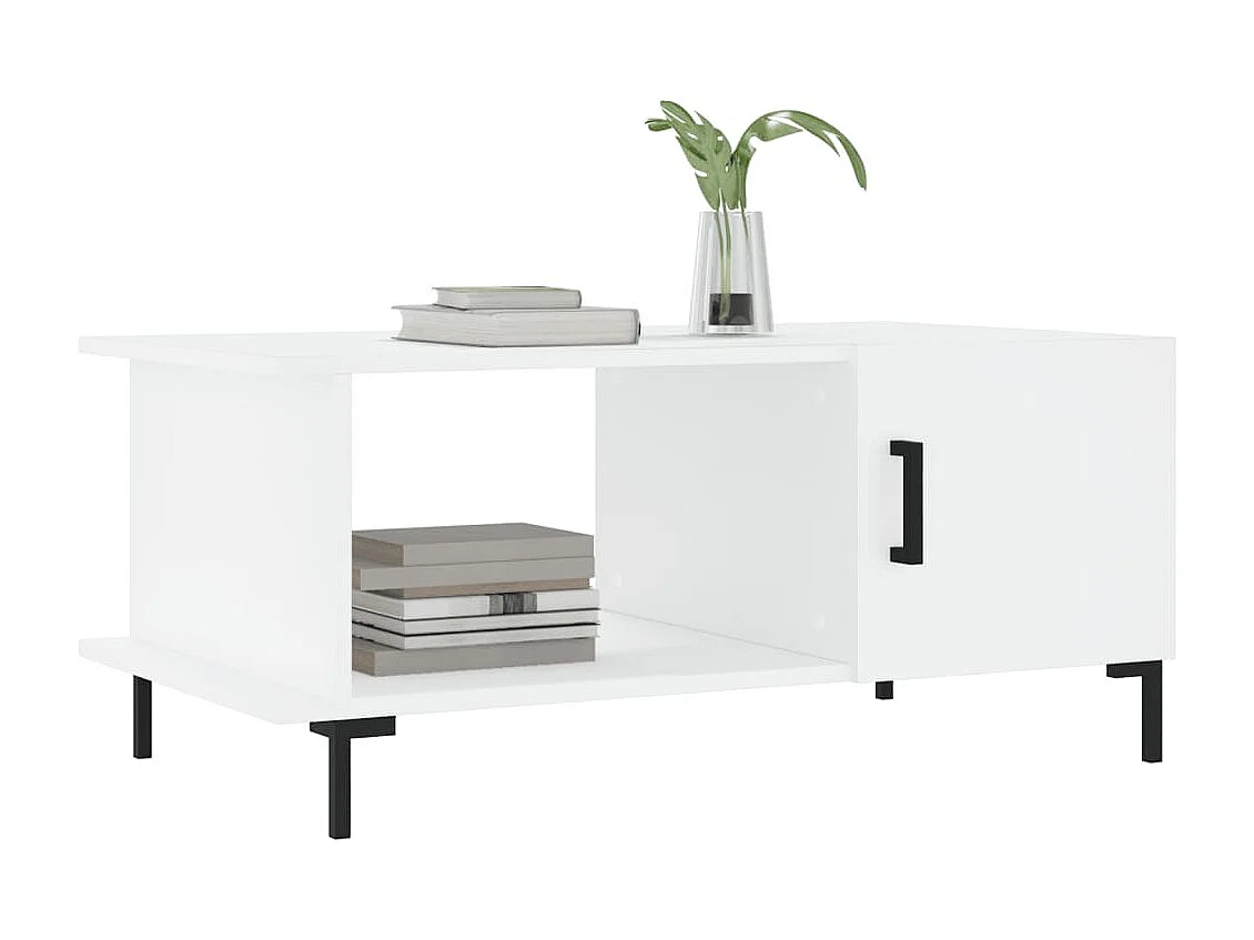 Goldfarbener Couchtisch, weiß, 90 x 50 x 40 cm, Holzwerkstoff