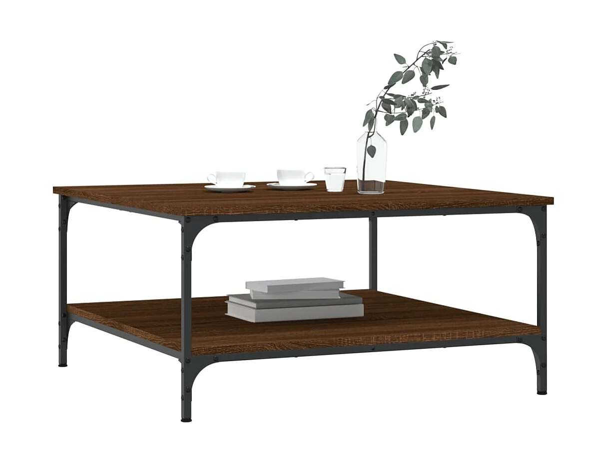 Goudbruin eiken salontafel 80x80x40 cm samengesteld hout