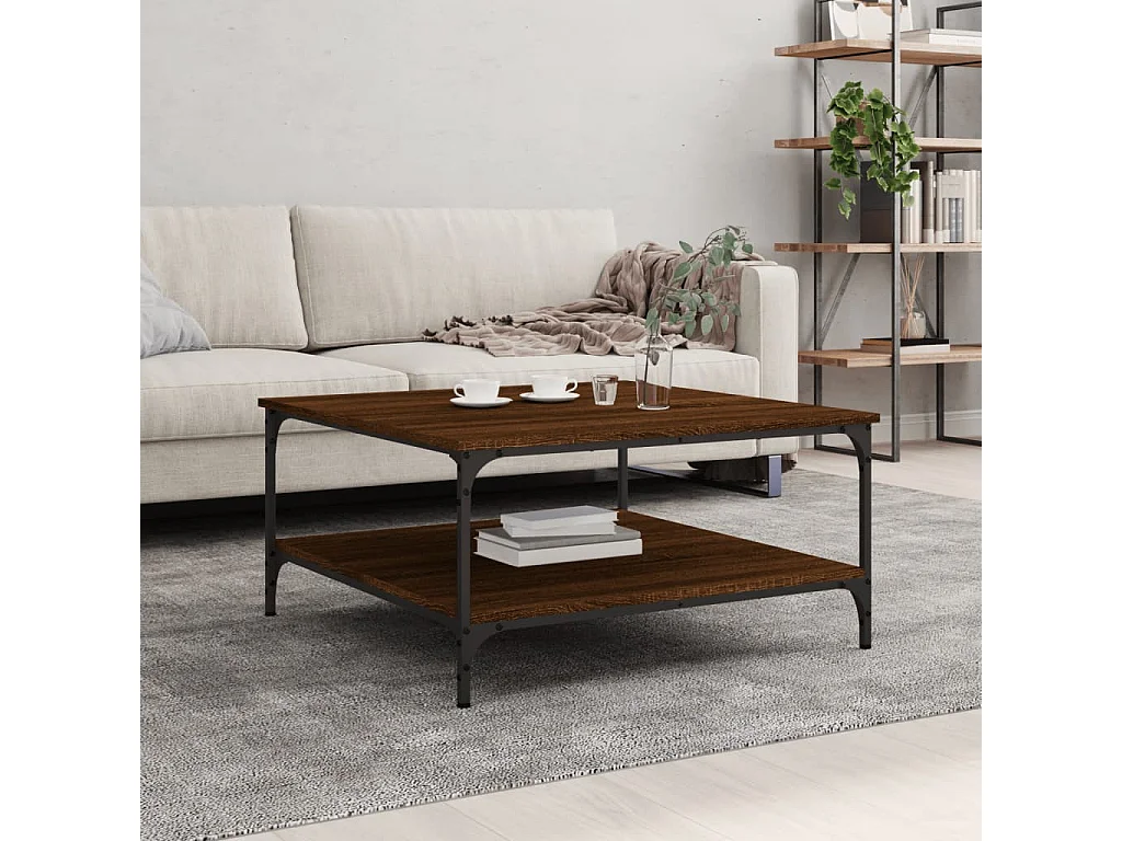 Goudbruin eiken salontafel 80x80x40 cm samengesteld hout