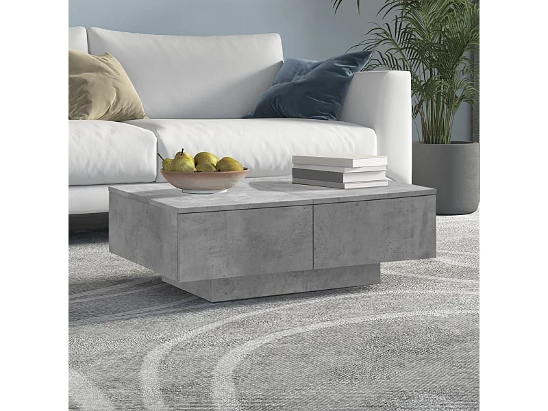 Mesa de centro dourada concreto cinza 90x60x31 cm aglomerado