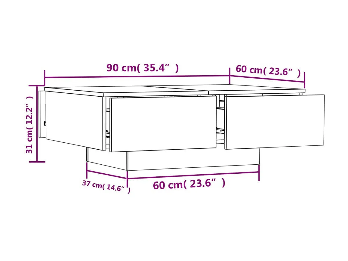 Mesa de centro dourada concreto cinza 90x60x31 cm aglomerado