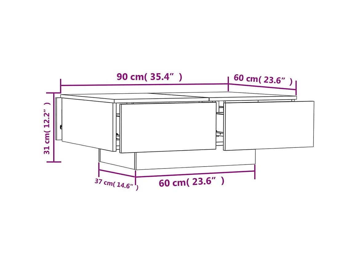 Table basse Gris béton 90x60x31 cm Aggloméré