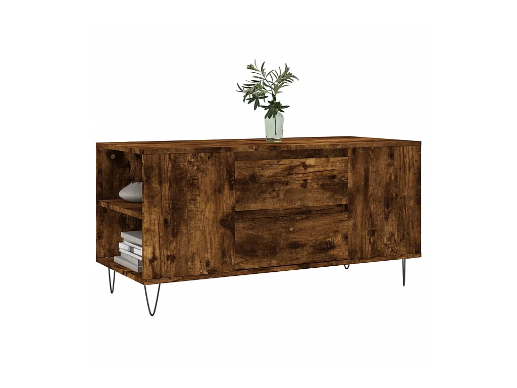 Table basse chêne fumé 102x44,5x50 cm bois d'ingénierie