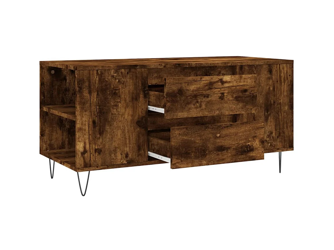 Table basse chêne fumé 102x44,5x50 cm bois d'ingénierie