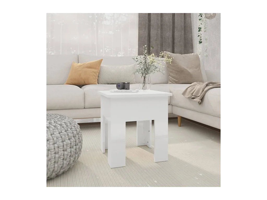 Table basse Blanc brillant 40x40x42 cm Aggloméré