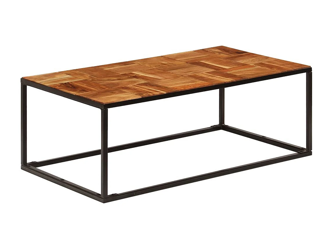 Mesa de centro dourada 110x60x40 cm Madeira maciça de acácia e aço